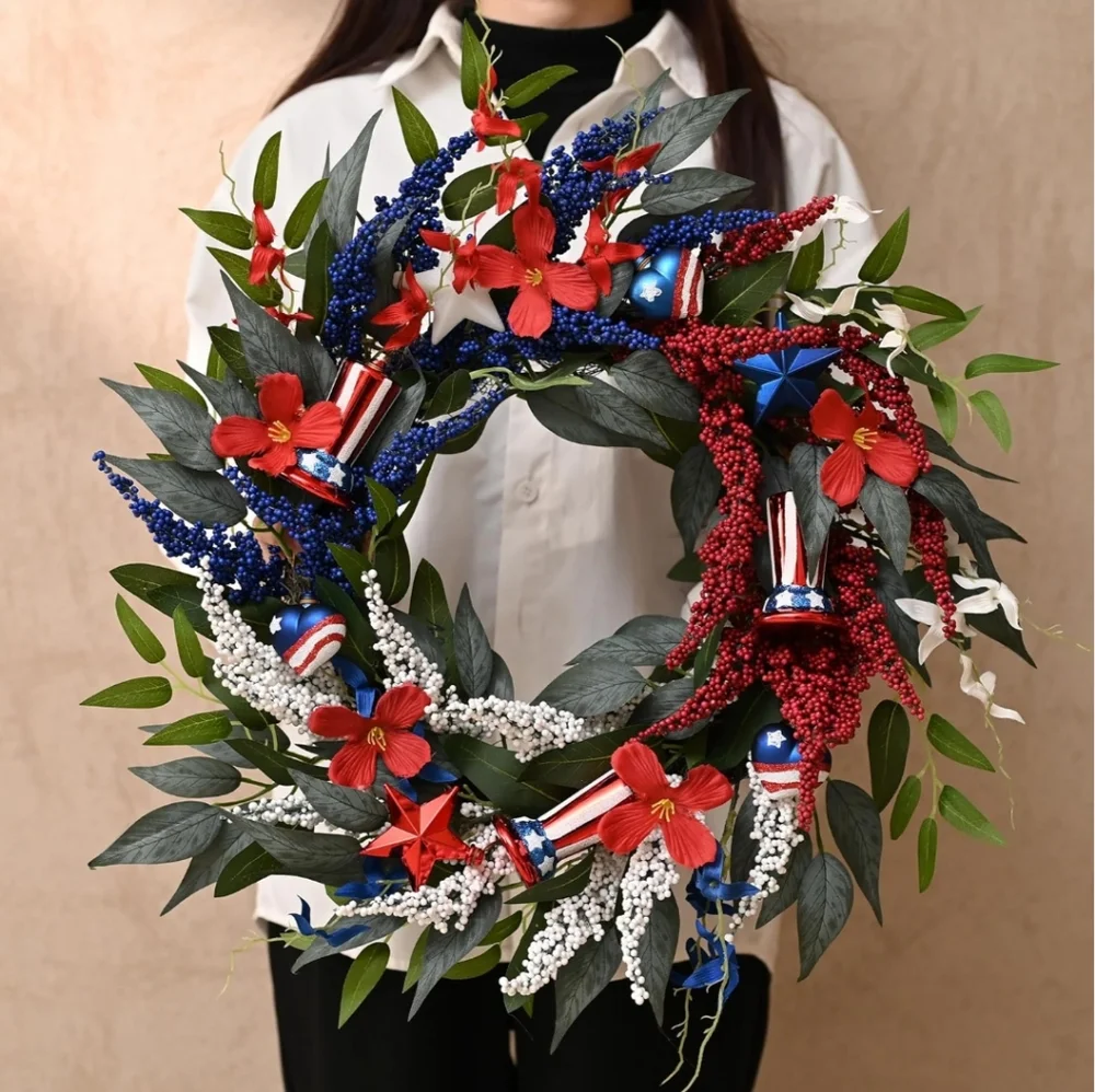Patriotic 4th Of July Memorial Day Independence Day Wreath Brand New
